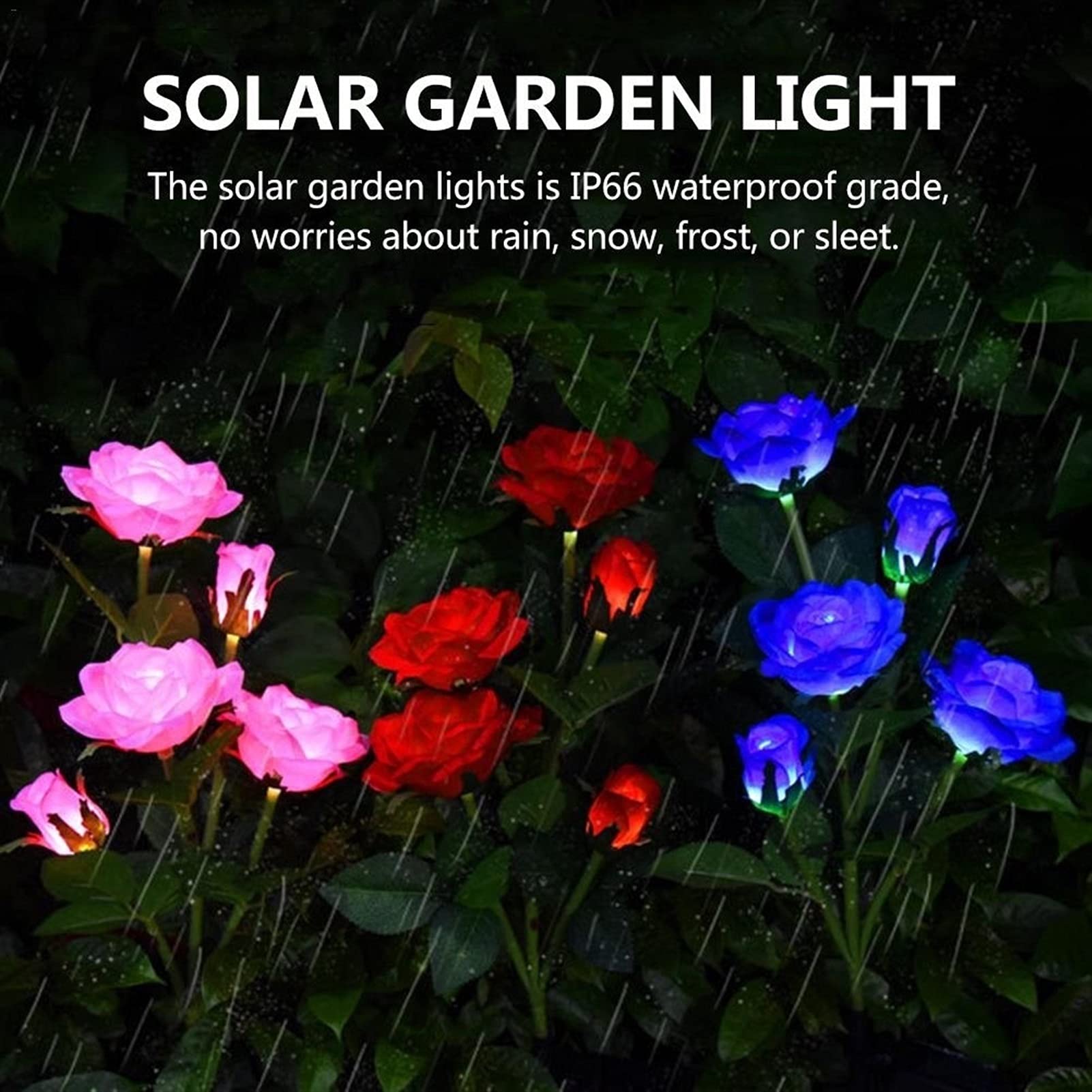 Luci solari da Giardino per Esterni, luci ad energia Solare con 3 LED a Forma di Fiore, luci solari a LED per Illuminazione paesaggistica da Giardino, lampade da Patio