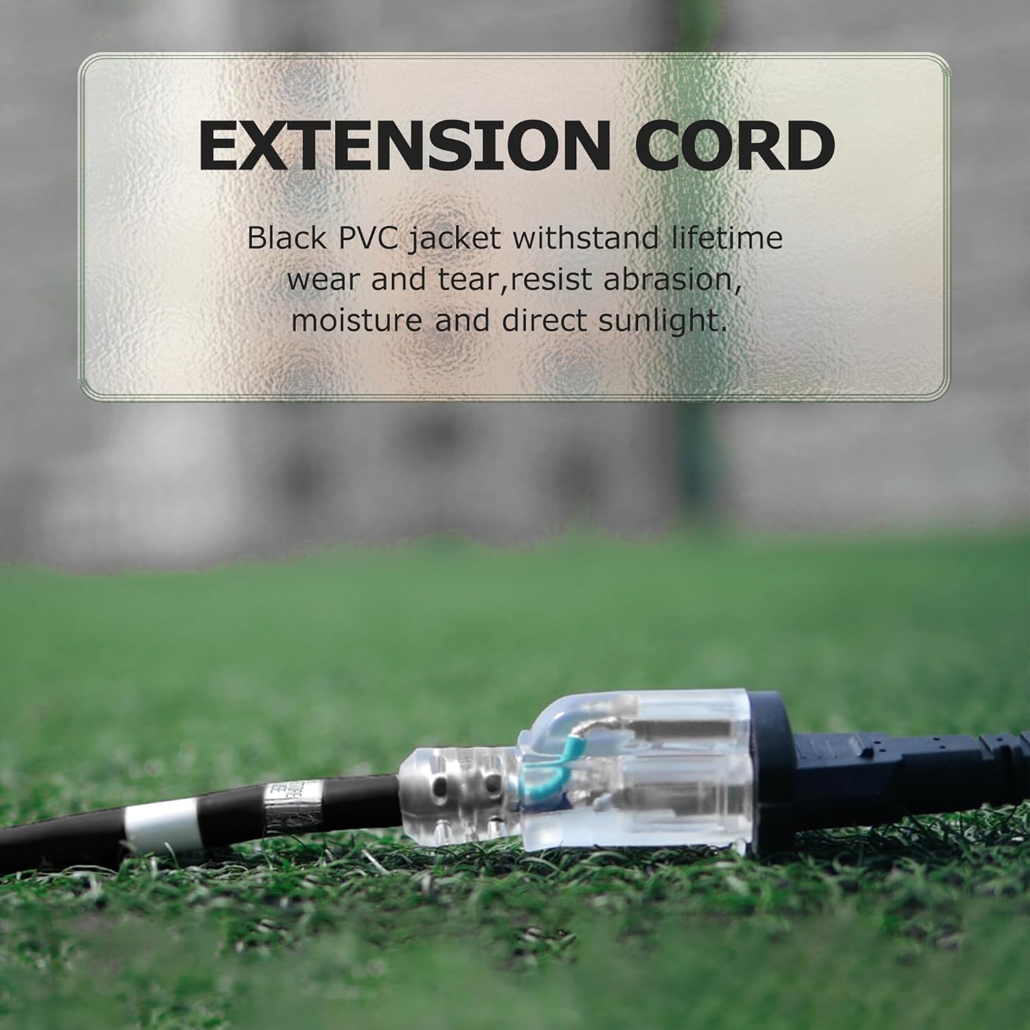 YOJOE Indoor Outdoor Extension Cord with Lighted End, 3 Prong 15A Weatherproof Power Cord, 10 Gauge Heavy Duty 20 ft Black Extension Cord for Garage, Garden and Home, 10/3 SJTW UL Listed