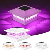 Vista 1 de VOLISUN Luz Solar para Poste Impermeable al Aire Libre: Cambio de Color RGB - Luces Intermitentes de Tapa Solar para Cerca 4 Unidades Blancas