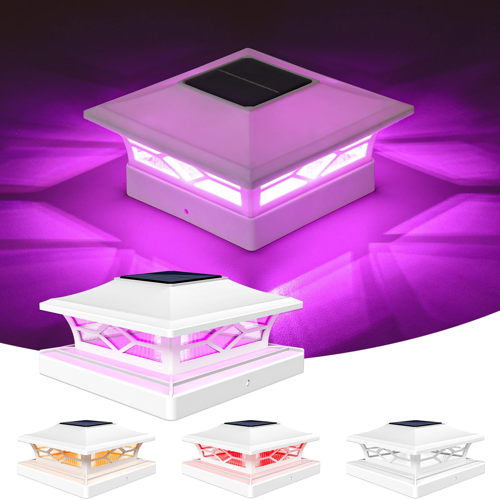 VOLISUN Solar Post Cap Light Outdoor Waterproof: RGB Color