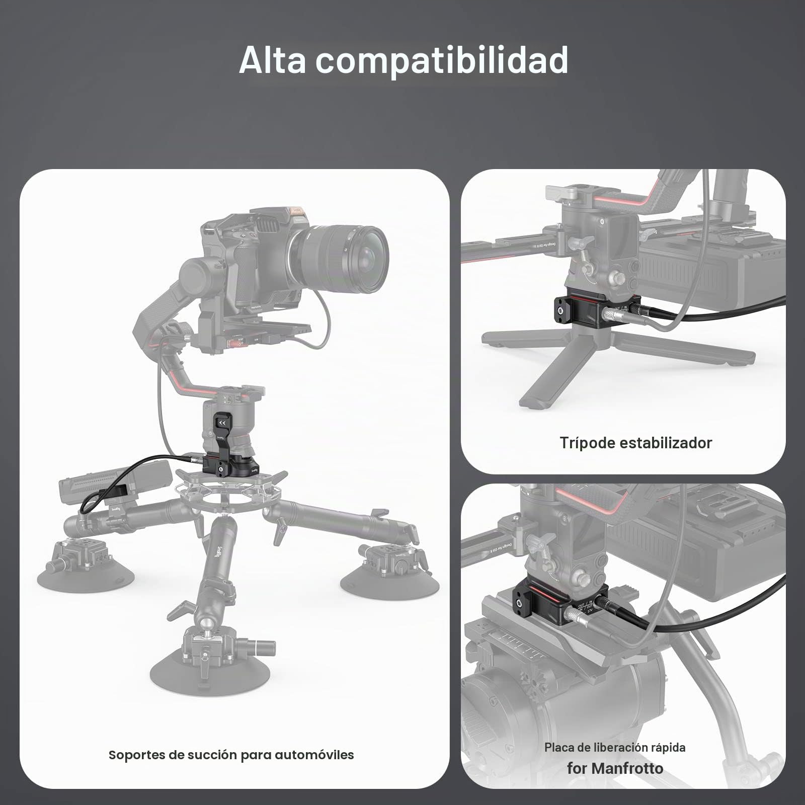SMALLRIG Placa Base de Fuente de Alimentación para Cardán dji RS 2, Solución de Alimentación Externa para RS 2-3252
