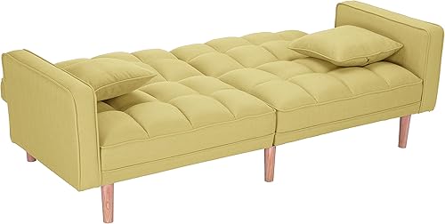 Miniatura 7 de LCH Moderno sofá tipo futón tipo Tuft convertible de dos plazas sofá cama reclinable tamaño individual con brazos y 2 almohadas para sala de estar