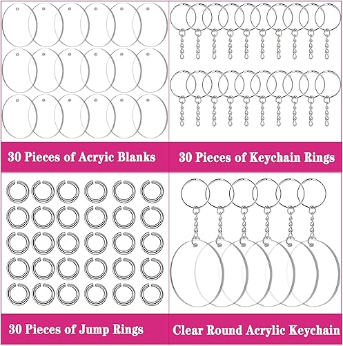 Miniatura 3 de 90 llaveros de acrílico transparente de 2 pulgadas, redondos, de plástico acrílico, transparente, para llavero, discos circulares rectangulares en