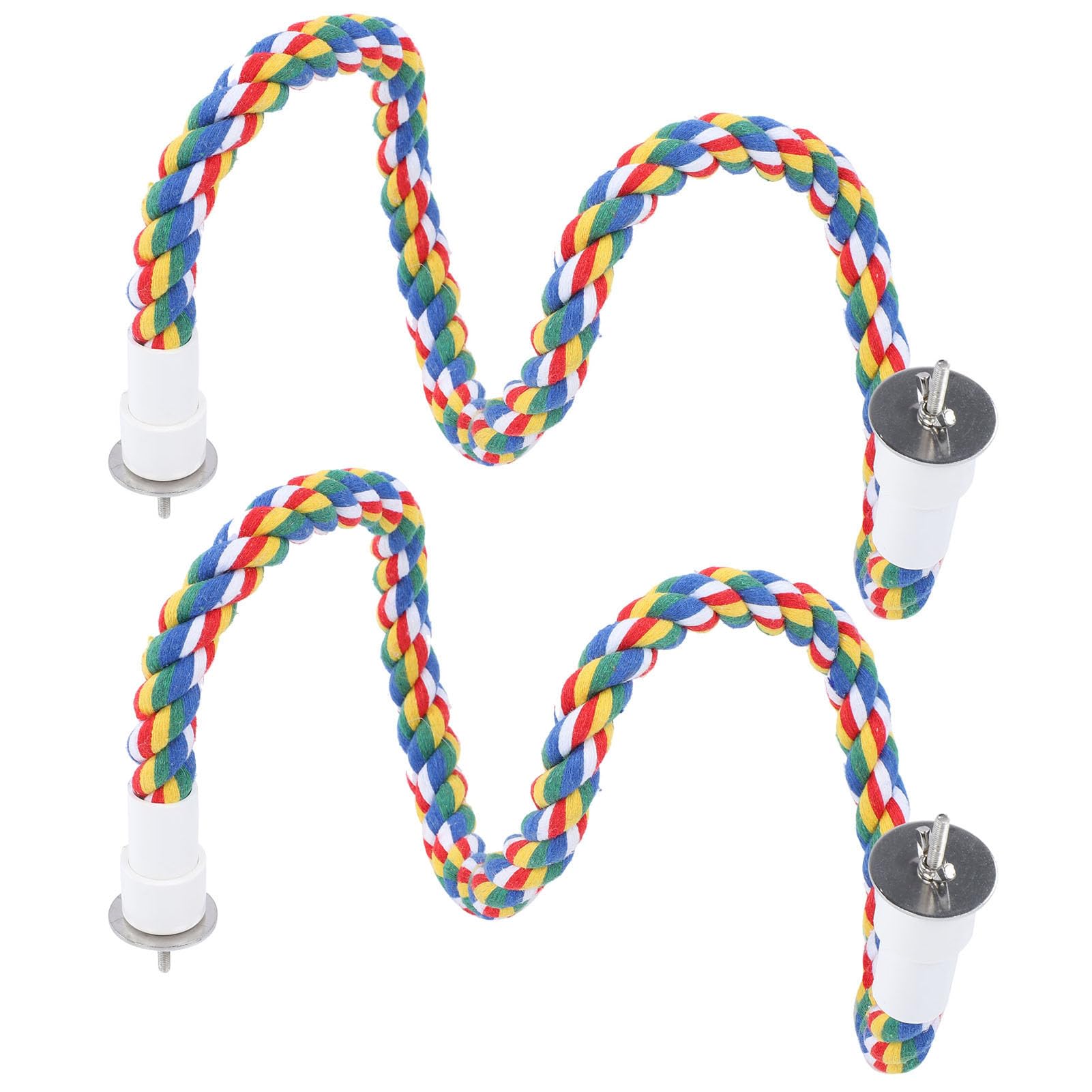 Naroote Bird Rope Perches Brightly Colored Chew Toy Swings for Spiral Stand 2Pcs, Fun Play Gym for Small Medium Birds Cotton Rope Pack (80CM)