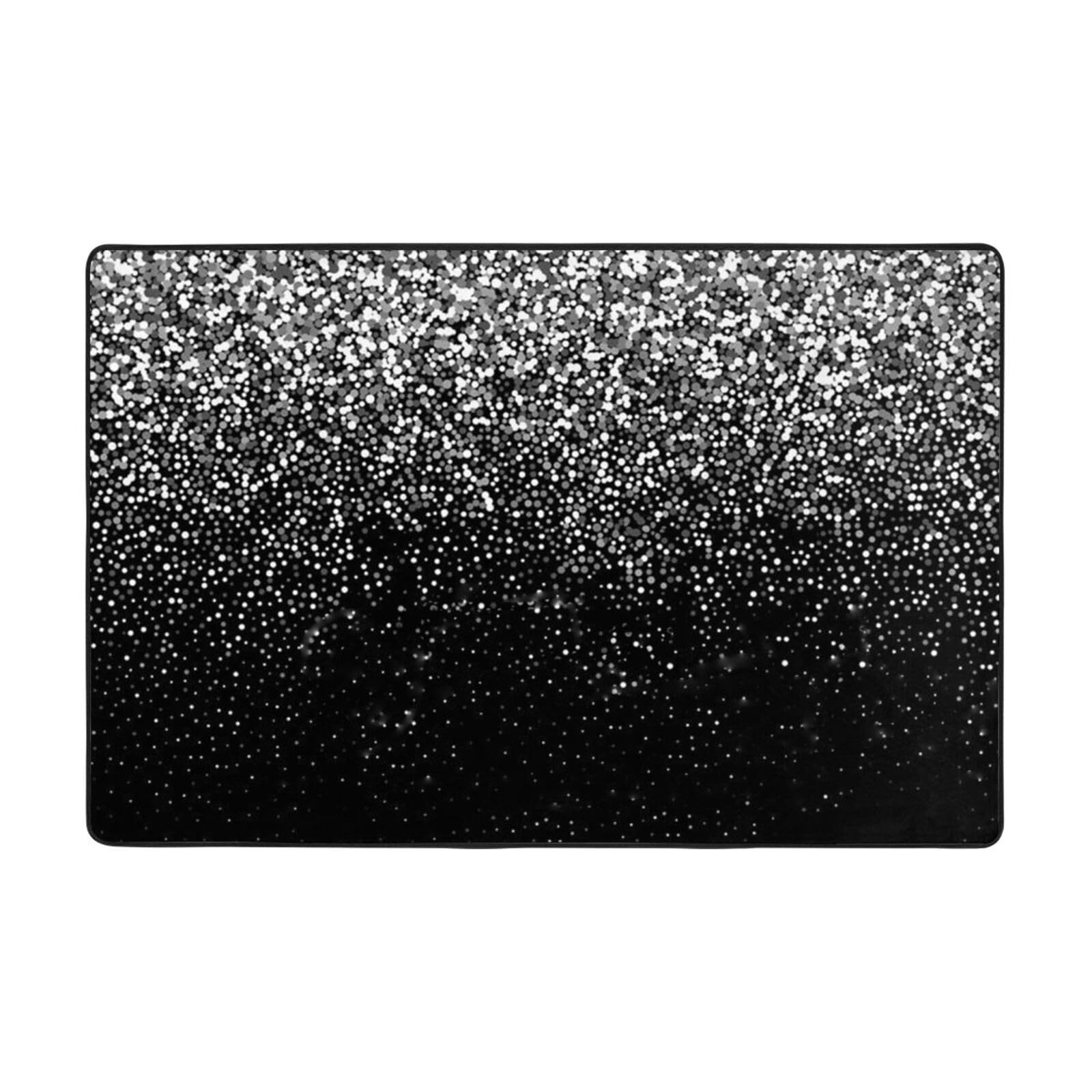 Tapis de sol design noir et blanc en flanelle haute densité