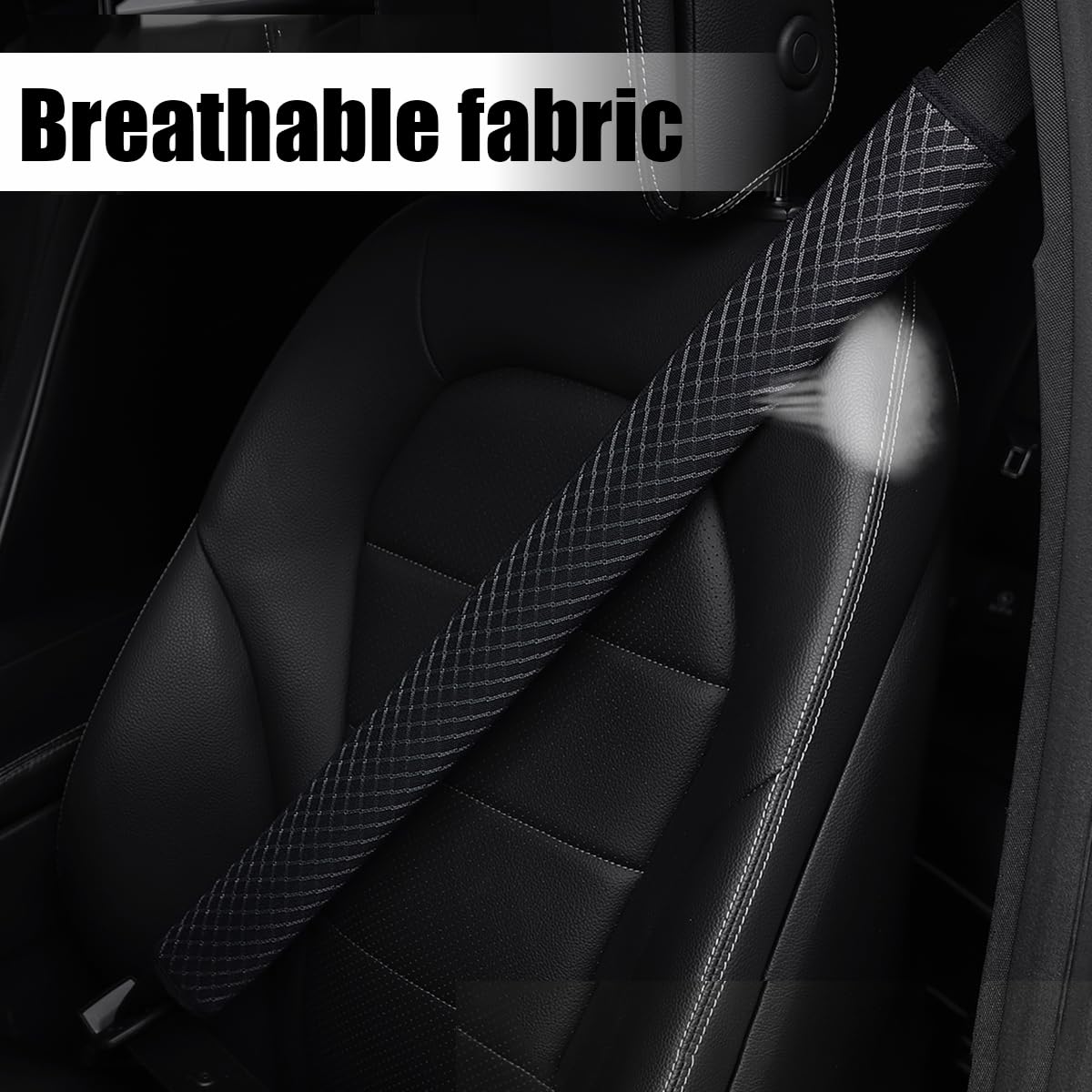 BESULEN Funda extra larga para cinturón de seguridad de automóvil, 2 almohadillas suaves para correa de hombro para cinturón de seguridad de vehículo, cómodo accesorio protector de arnés interior de