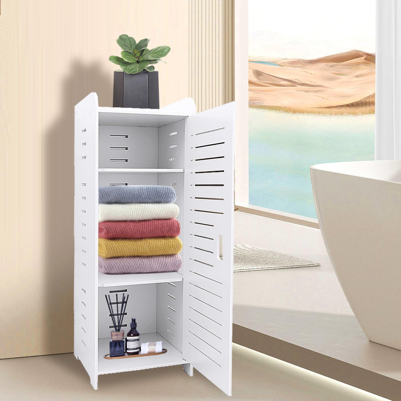 Mobiletto portaoggetti per WC, armadio da bagno stretto, laterale, 30 x 30 x 80 cm, bianco