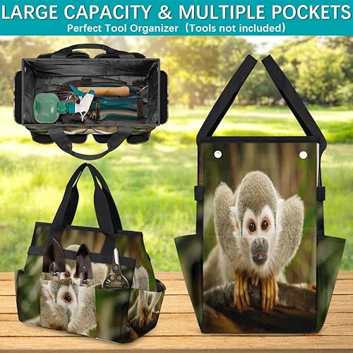 Miniatura 4 de Monkey Garden Tool Tote Bag for Women Men Gardening Tool Storage Bags with 10 Pockets Standable Garden Home Tool Kits Organizer for Indoor Outdoor