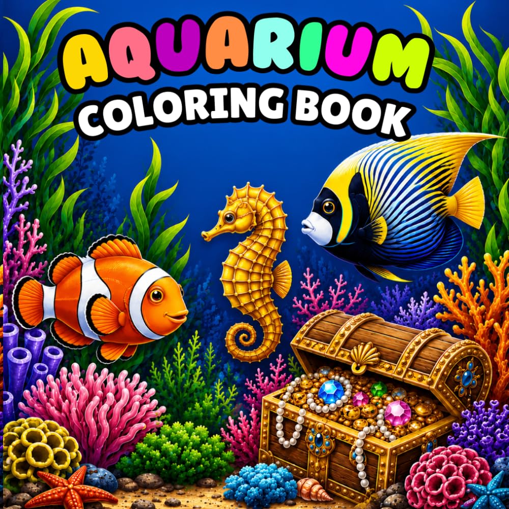 Aquarium Coloring Book: Discover the Beauty of Marine Life with Relaxing Aquarium Scenes Featuring Tropical Fish, Coral Reefs and Ocean Creatures