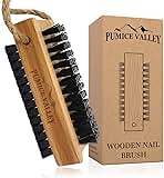 Wooden Cleaning Finger Nail Brush with Nylon Charcoal Bristles & Hanging Rope - Double-Sided Fingernail Brush for Scrubbing Fingernails and Toes (Beechwood)