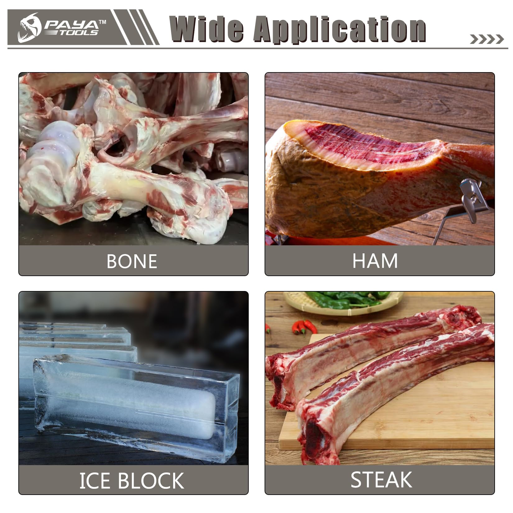 PAYA PYR09S - Hojas de sierra de sable (6 unidades, 230 mm, corte electrónico, accesorios de acero inoxidable, para cortar carne congelada, huesos, alimentos