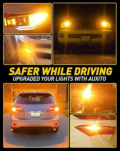 Miniatura 67 de AUXITO CANBUS 7440 Bombillas LED amarillo ámbar 4000 lúmenes para luces intermitentes con resistencia incorporada, antihiperflash 7440NA T20 7441