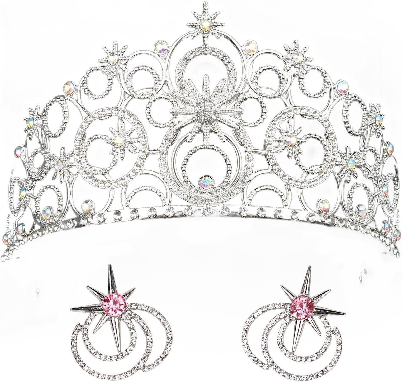 Probeauty Crown Costume Accessories Princess Crown Earrings for Women Queen Cosplay Crowns Headband for Bridal Wedding Halloween Birthday Party Headpieces