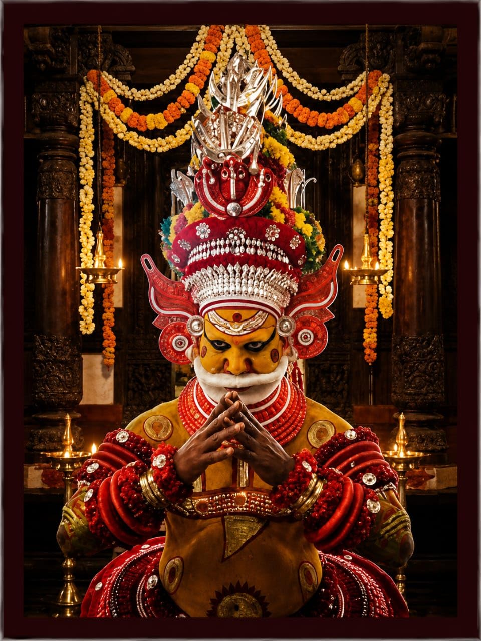Small Muthappan Photo Frame (9 x 6.5 cm) | Muthappan Theyyam Darshan | Table Top Devotional Frame | Pooja Room Decor-picture-13