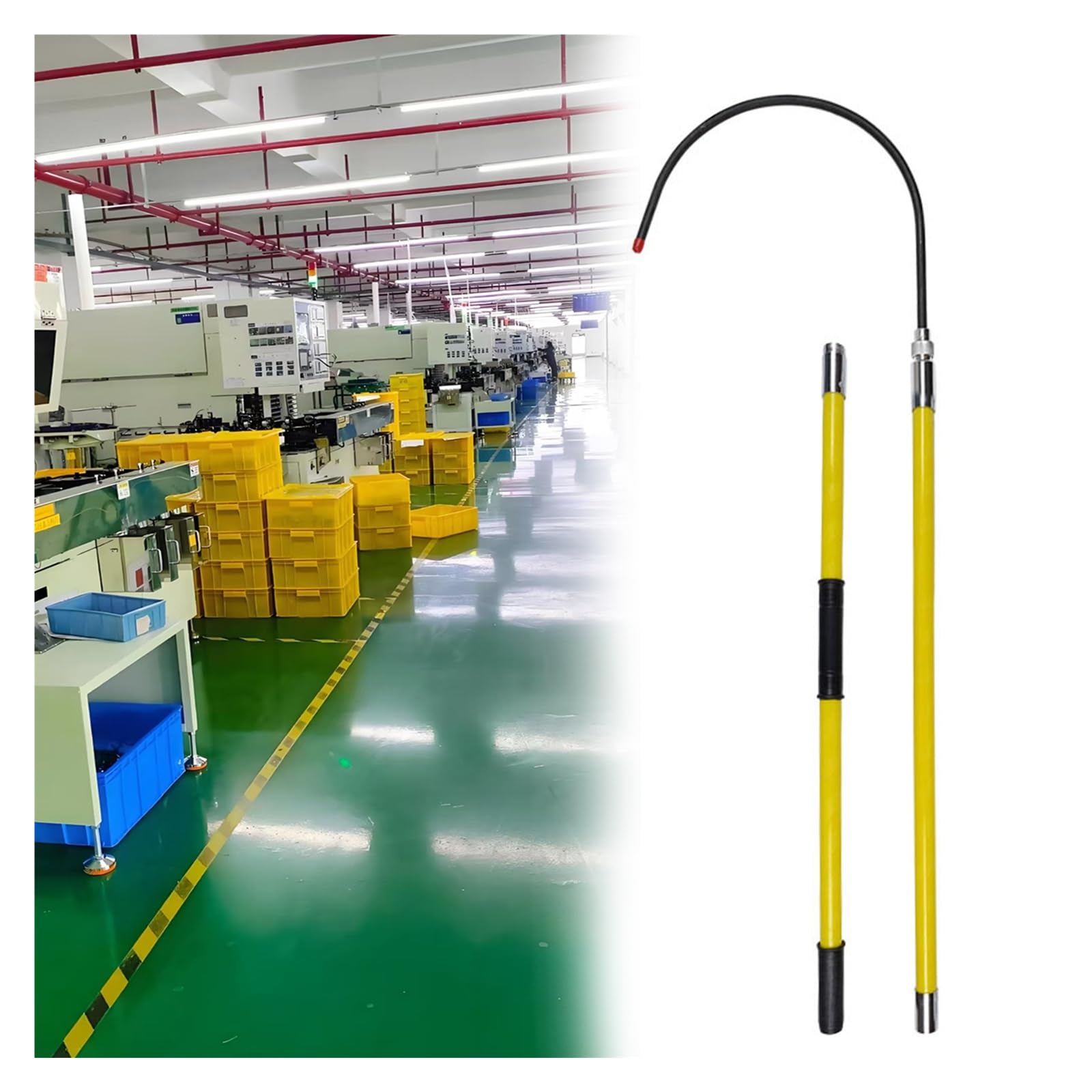 GTHTUHFD Emergency Rescue Pole, High-Voltage Insulated Rescue Hook, Fire Brigade Insulated, Retractable Pole, For Electricians, Fitters And Car Mechanics,Yellow-2m/6.6ft