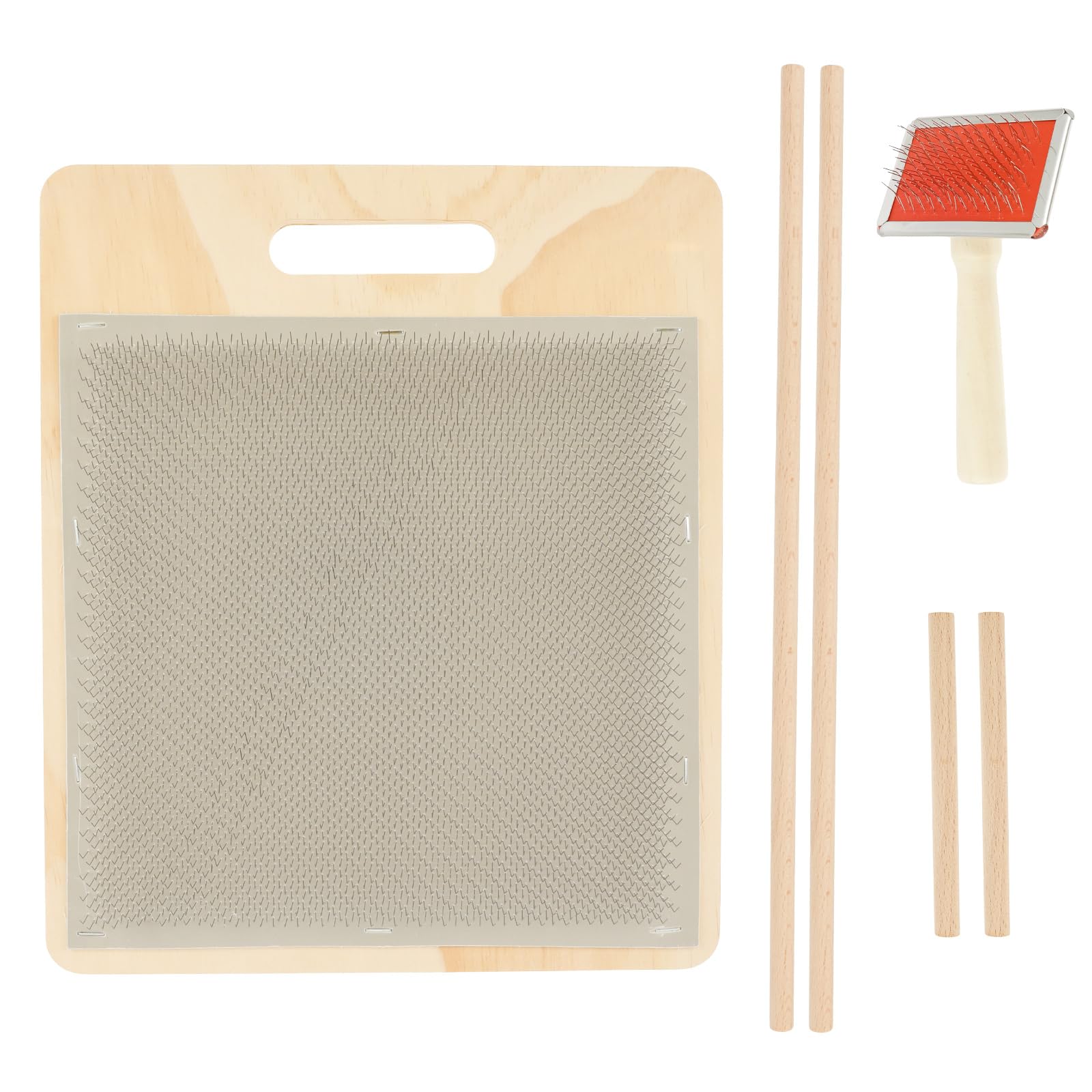 Wool Blending Board Carding Brush Set, 250x320mm Rubber & Gauze Blending Board with 2 Wood Sticks, Fiber Blending Tools for Mix Color Fiber DIY Projects