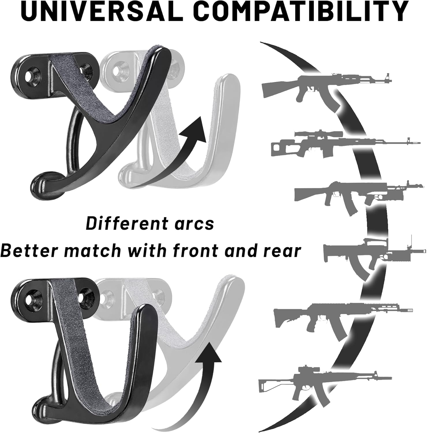 Gun Rack Storage Wall Mount Rifles Shotgun Hooks Horizontal Metal Hangers for Storing Shotguns Rifles Archery Bow Heavy Duty Steel