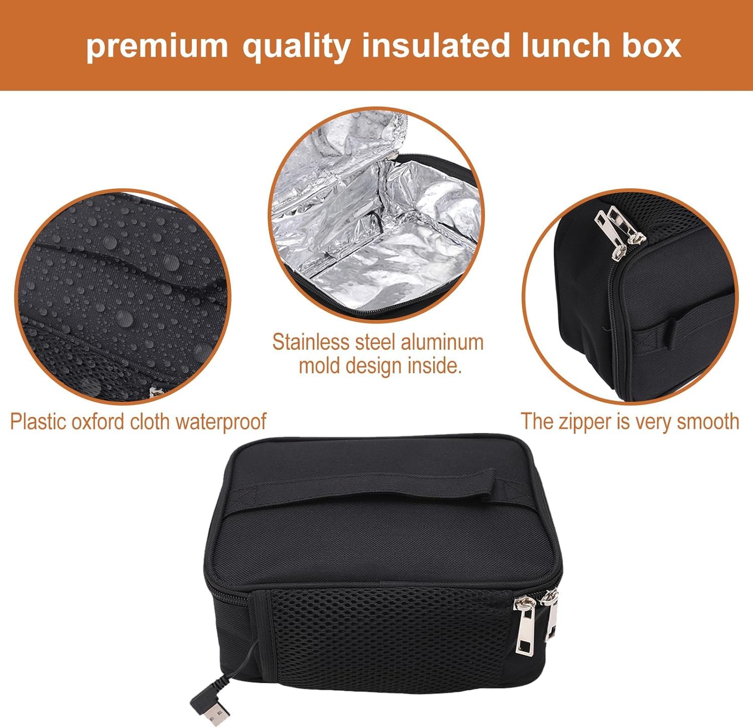 Lunch Box Riscaldato Forno Portatile, USB Riscaldamento Microonde Scalda Alimenti Elettrico Riscaldatore Per Pranzo Al Sacco Con Fodera In Pellicola D
