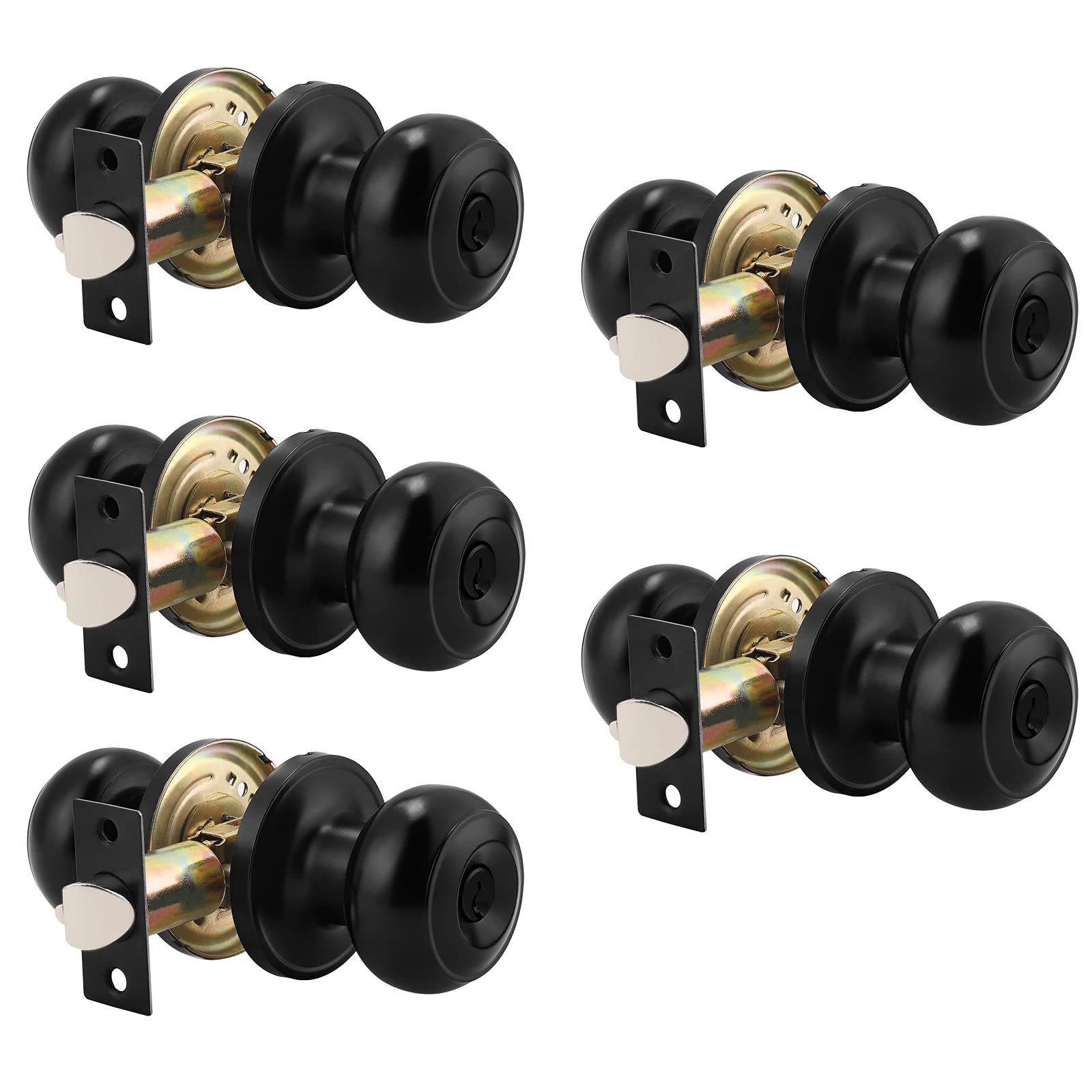Antique Brass Door Knobs - Keyed Alike Lockset (Pack of 3) -25