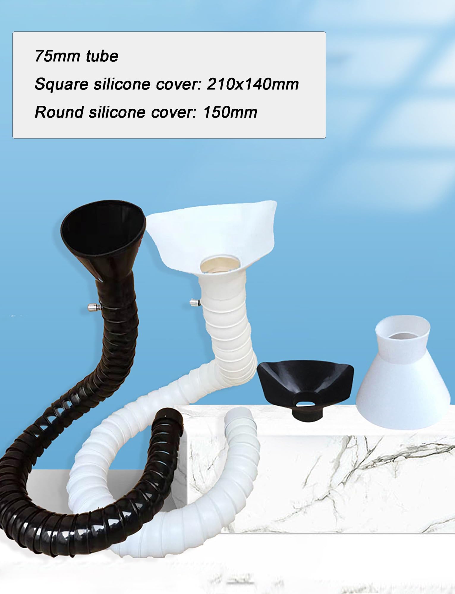 Articulated Fume Extractor Arm 50mm 75mm with Square Hood 31.5/78.7 inches(Dia50mm,L80cm/31.5in)