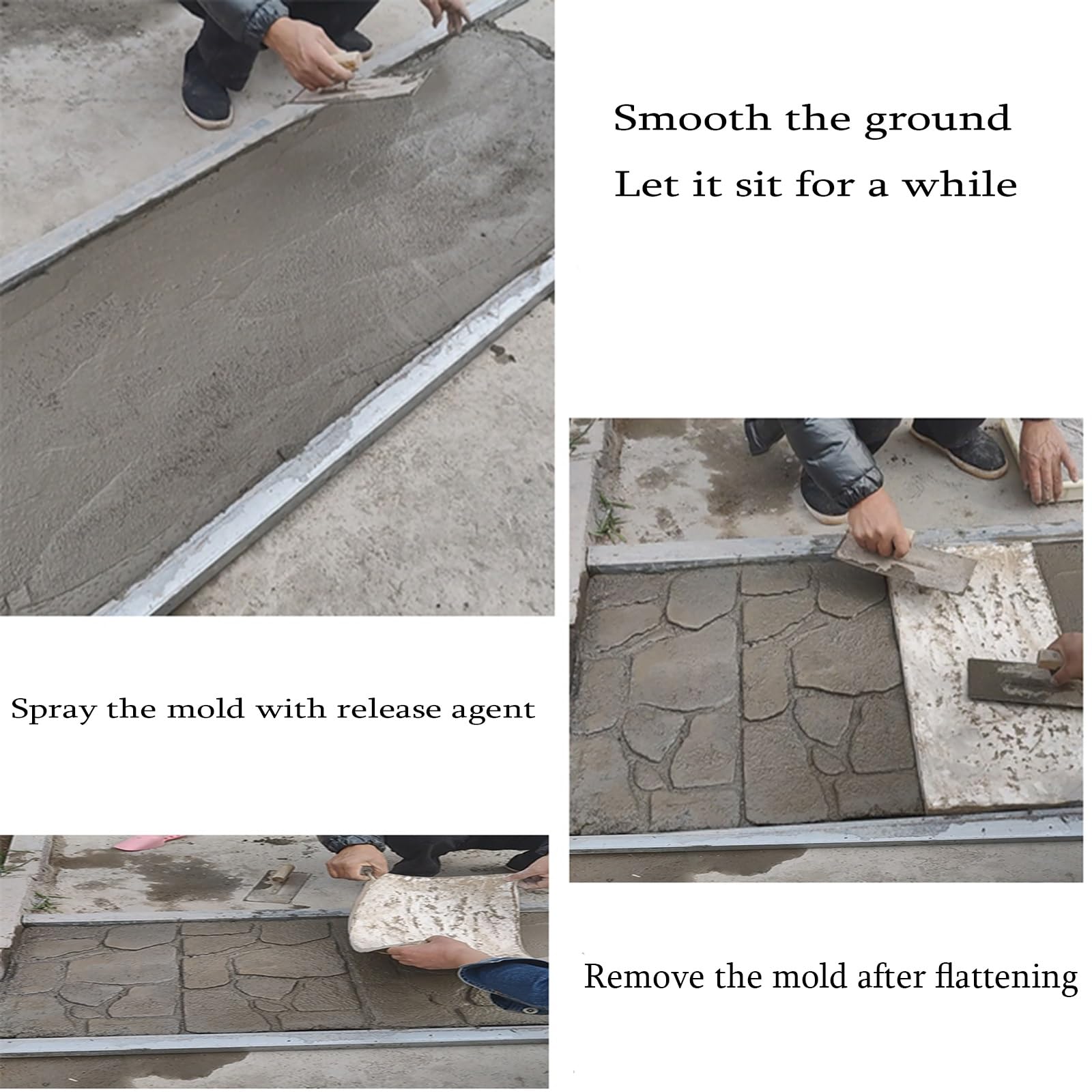 Betonstempel-matten, Dekorative Steinmuster-Schablone für Garten, Terrasse & Gehwege, Strukturierte DIY Zementmatrize zur Gestaltung von Betonböden