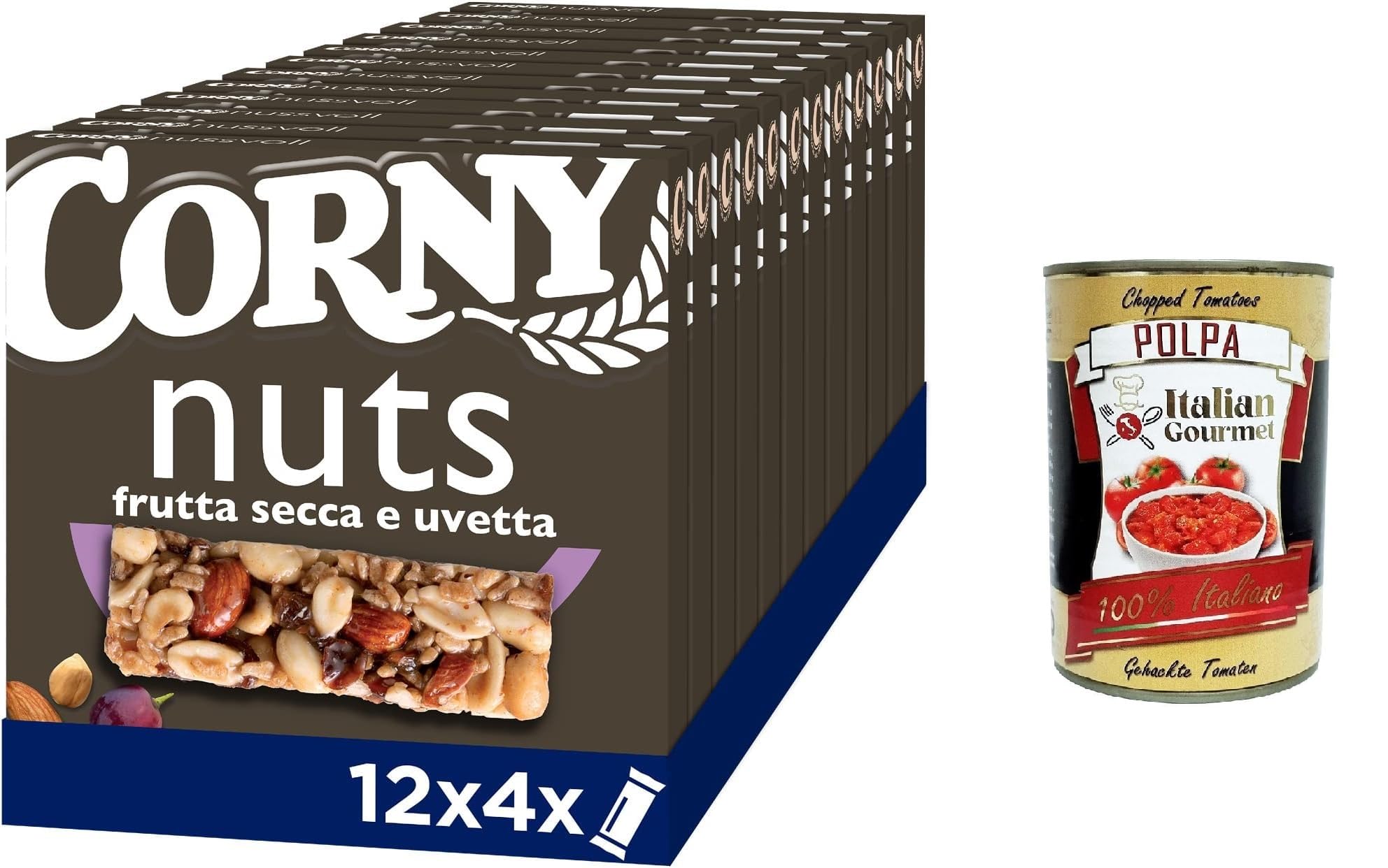 Italian Gourmet barrette ai cereali Müsliriegel con noci uvetta 12 x 96g
