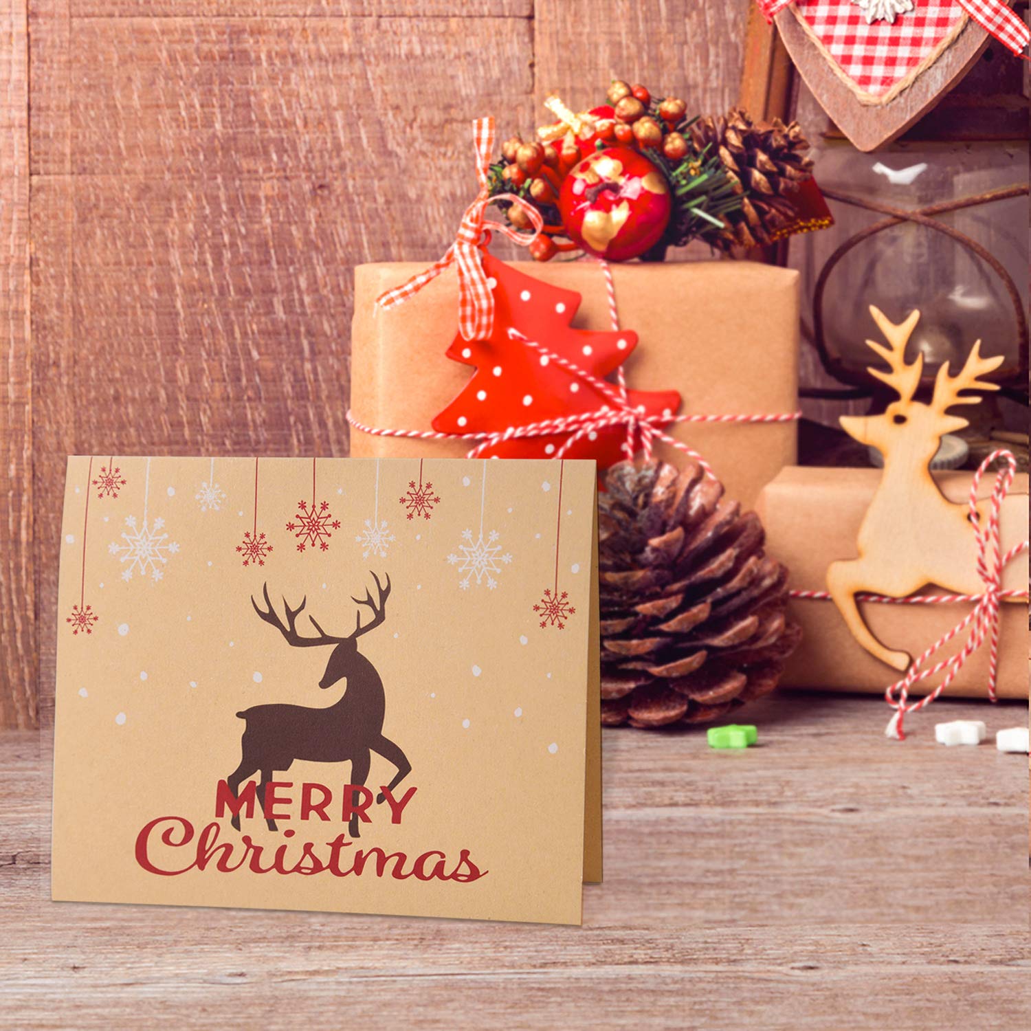 Christmas Cards with Envelopes, 24 Pieces Christmas Cards with Envelope and Stickers, Folding Cards, Blank Greeting Cards, Christmas Cards for Kids, Family, Friends, Customers