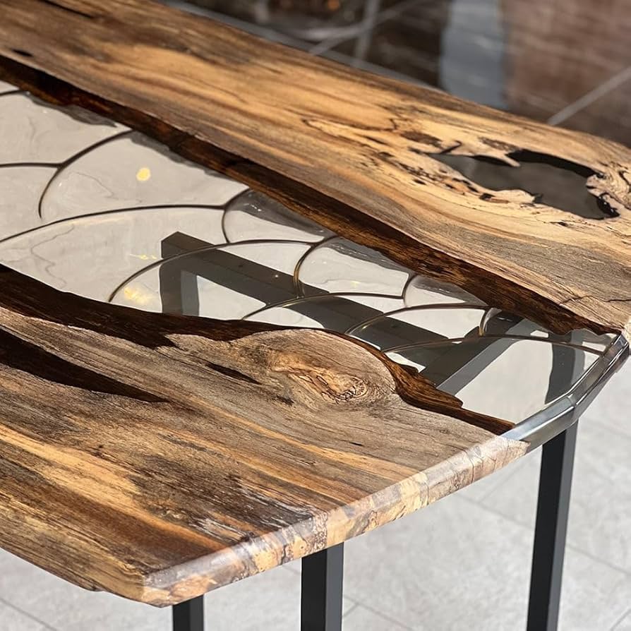 Amazon｜銘木屋 黒柿 ダイニングテーブル 一枚板 レジンテーブル