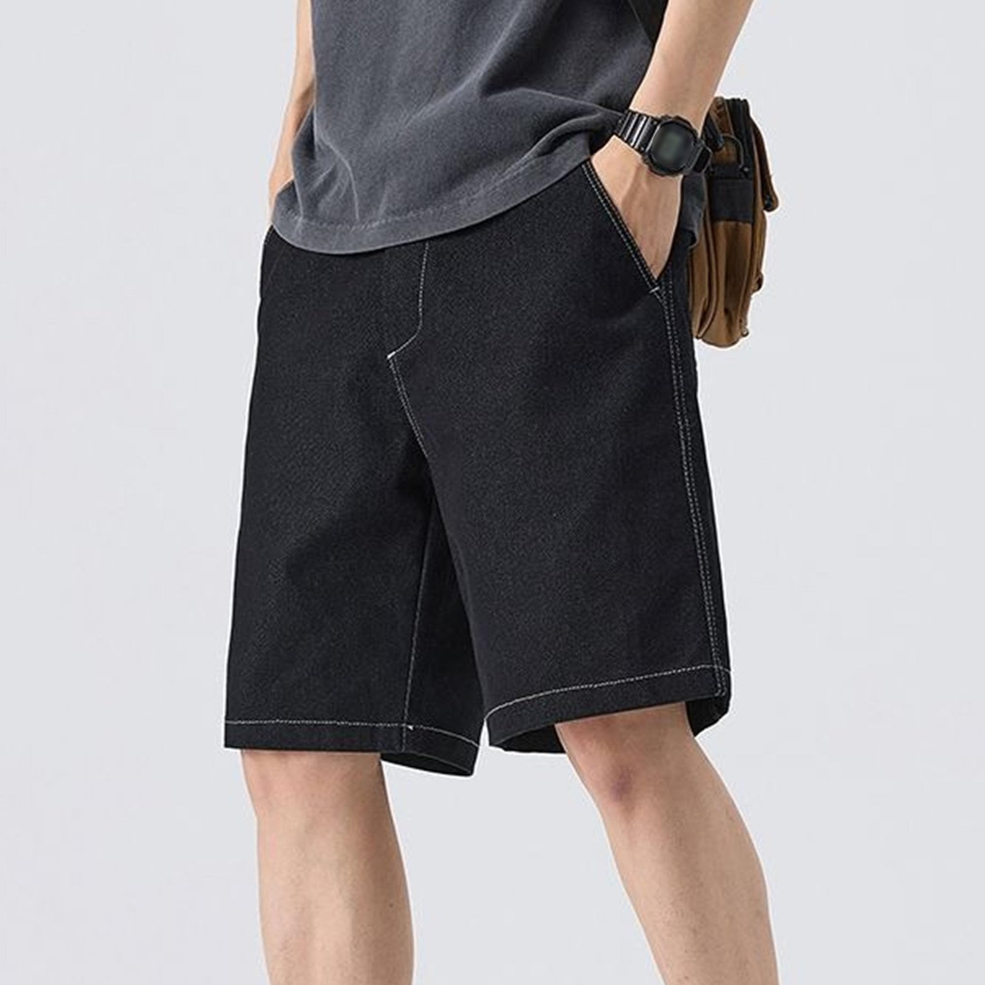 Daily Street Jorts - Pantalones cortos rectos de tiro medio para hombre