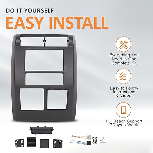 Miniatura 4 de HECASA Kit de tablero de doble DIN compatible con Jeep Wrangler TJ Radio estéreo 1997-2002 Kit de instalación de bisel de tablero