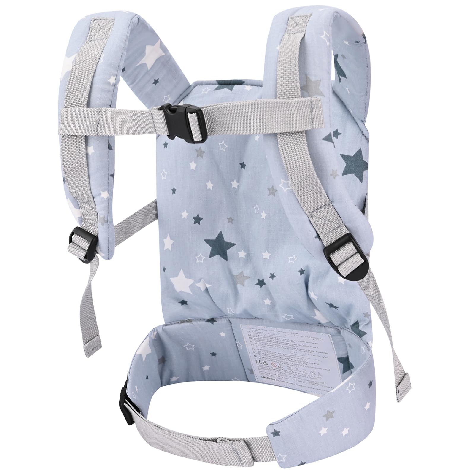 Bebamour Baby Doll Carrier for Kids Baby Doll Accesorries Storage Bag Backpack Stuffed Toys Carrier Doll Baby Carrier, Grey Star - Image 3
