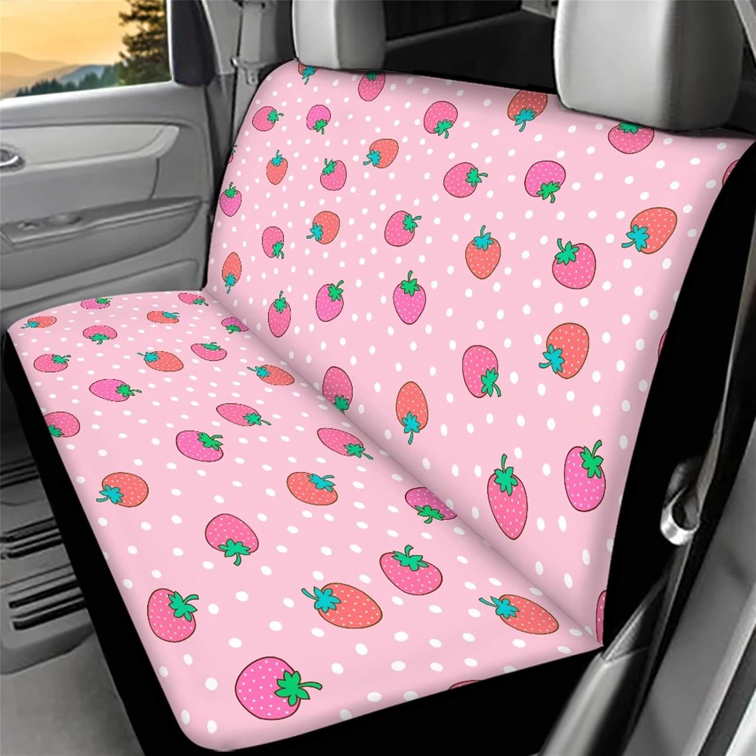 ZPINXIGN Pink Strawberry Car Seat Covers for Women Cute Car