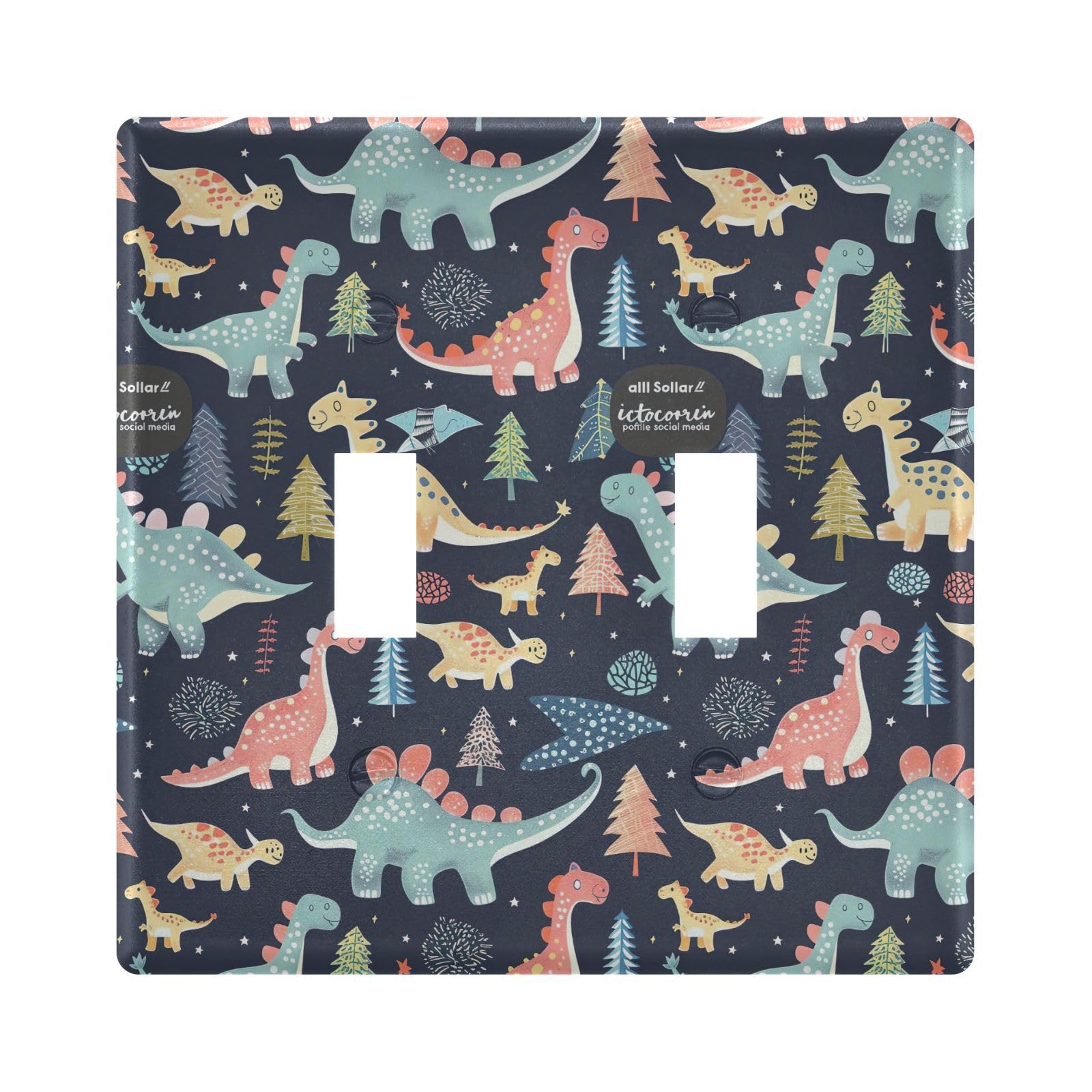 UMIRIKO Cute Dinosaur Dino Light Switch Cover Plate Covers Decorative Double Toggle Home Decor 202b5360