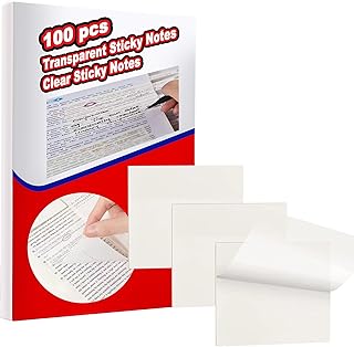 100pcs Transparent Sticky Notes,Clear Sticky Notes 75mm*75mm,See Through Sticky Notes,Great for Studying and annotating textbooks,Good Adhesion Call Attention to Information Without Covering Text.