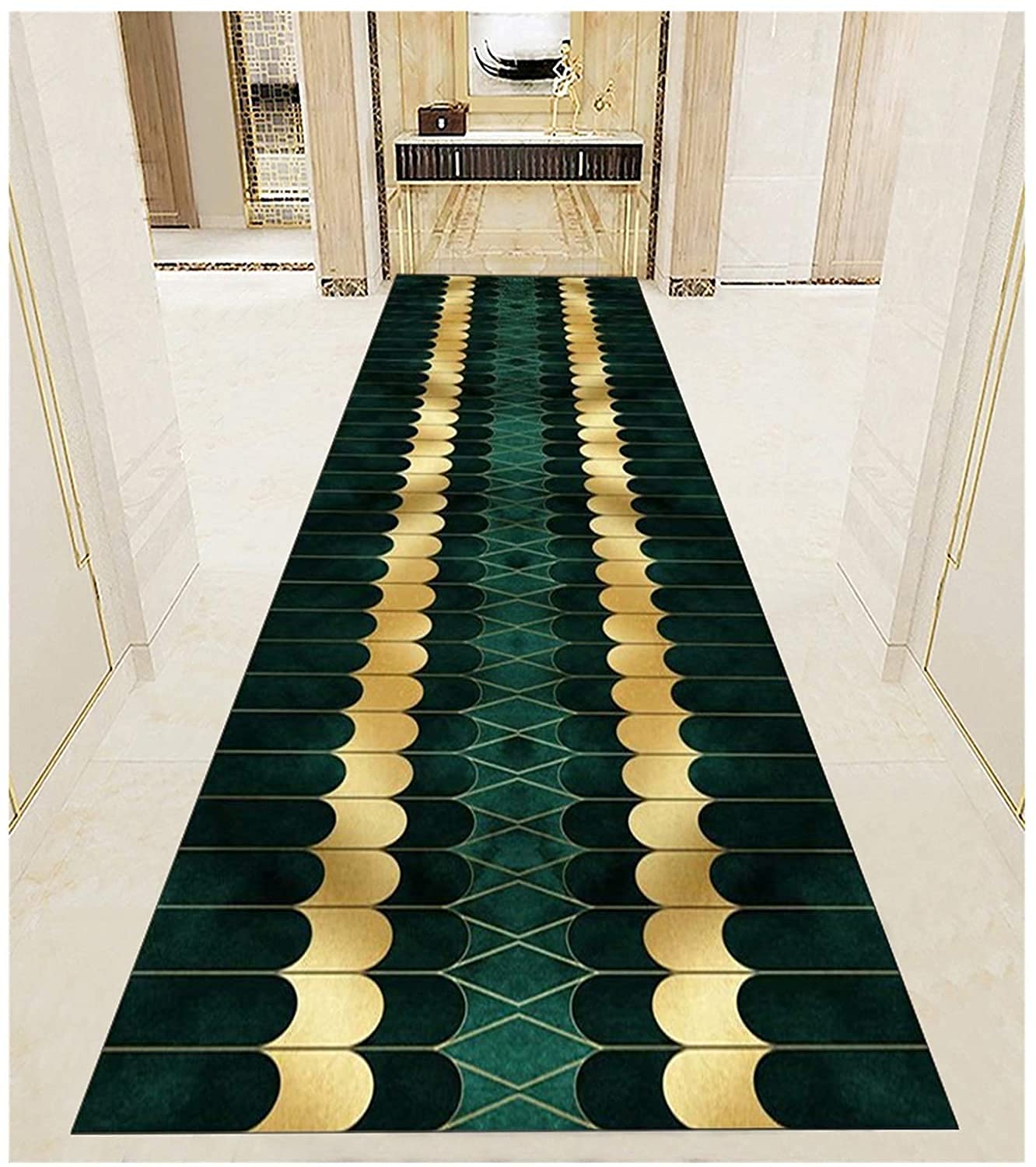 Tapis de cuisine et couloir vert 6mm antidérapant pour entrée