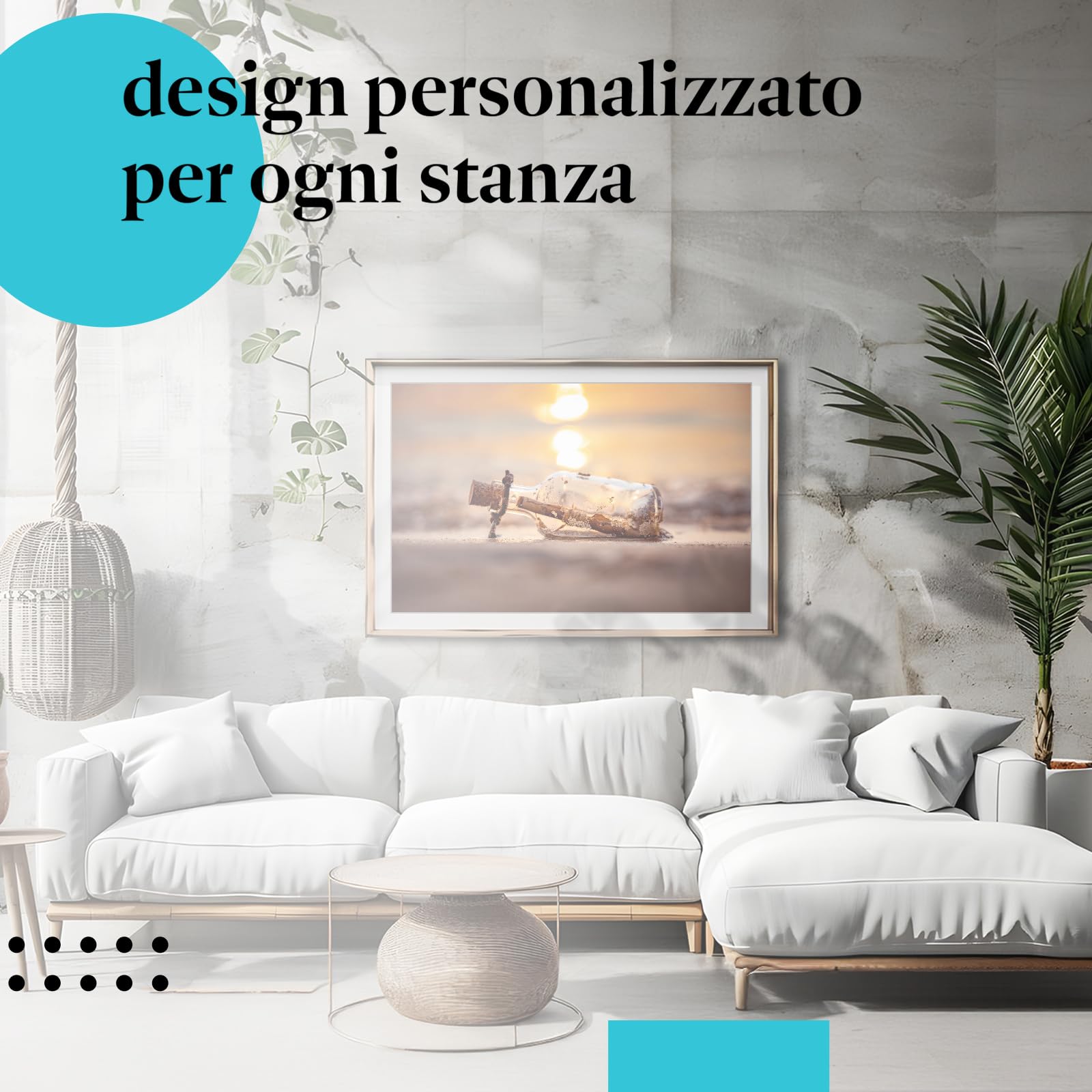 Postereck - 3872 - Messaggio in bottiglia, bottiglia spiaggia mare sole onda - Decorazione da Parete, Stampa Artistica, Arredamento Interni, Quadri - Tela - 100,0 cm x 75,0 cm