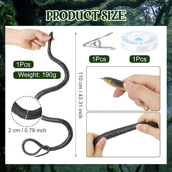 110cm Realistic Snake Prank with String Clip, Snake Prank for Golf