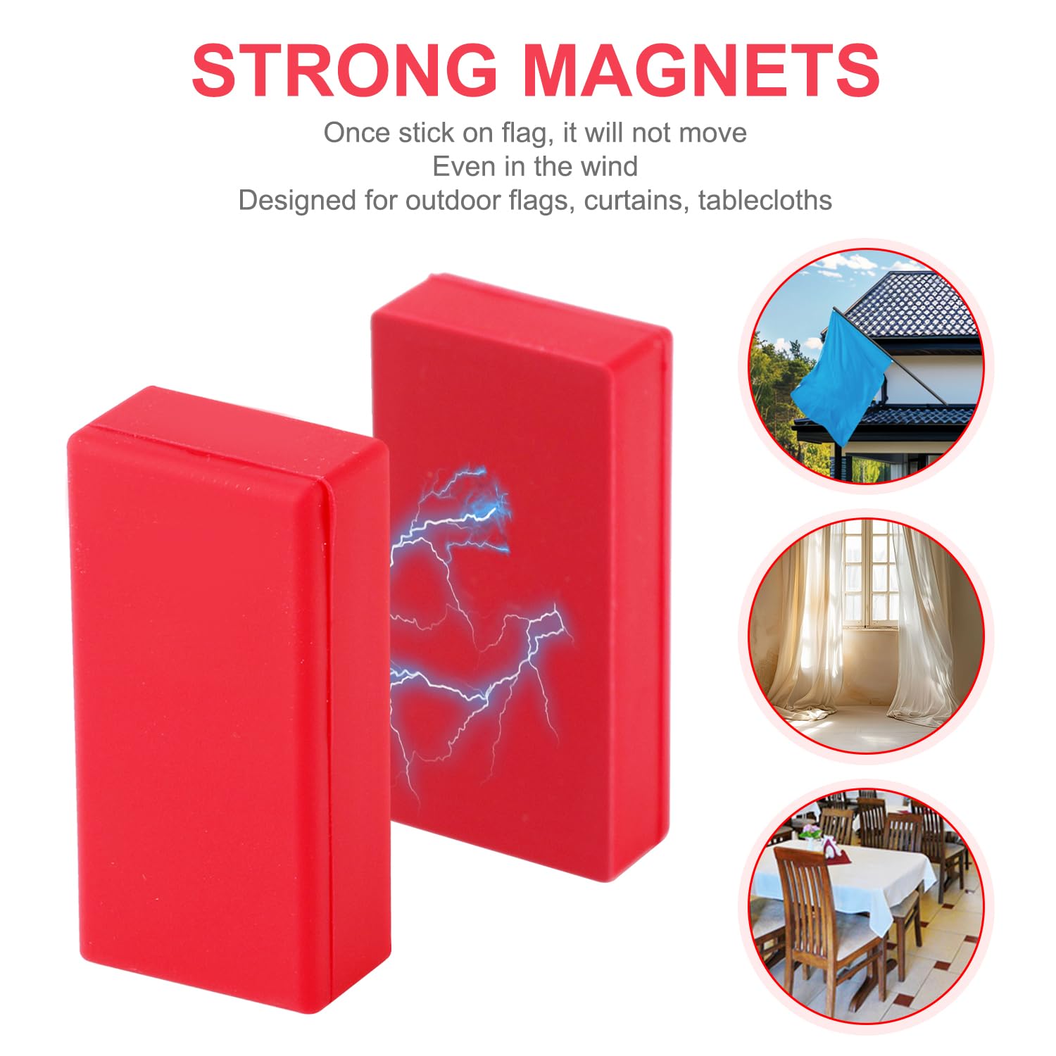 Lot De 8 Poids Magnétiques Imperméables Pour Drapeau/rideau + étui De Transport, Idéal Pour Arrêter Les Enchevêtrements Du Drapeau Américain, Clip Sur Le Bas, Fonctionne En Extérieur Pour Arrêter Le