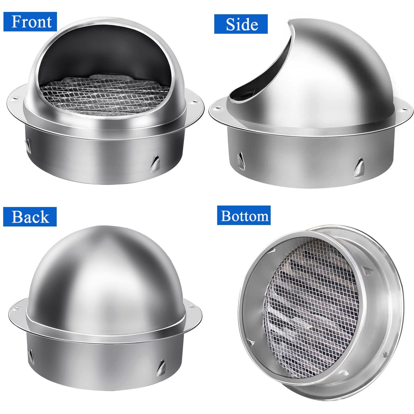 WORDFUN Cubiertas De Rejilla De Ventilación, Rejilla Protección contra Intemperie, Rejilla De Ventilación De Acero Inoxidable, Rejillas Difusores, Tapa De Rejilla Circular
