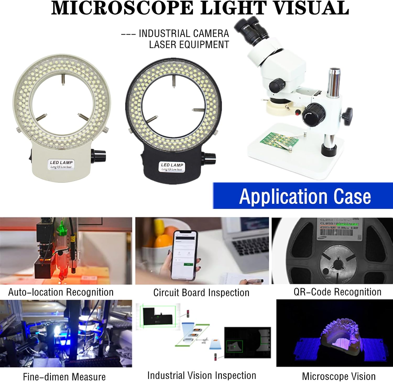 Microscope Ring Light Light LED 144B-ZK Illuminator for lab Stereo -Camera-Monocular Binocular Trinocular Lens (White)