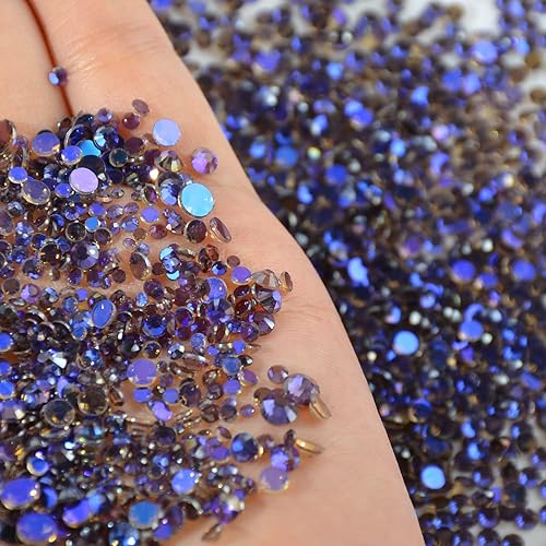 QIMYAR 1440 diamantes de imitación de cristal con parte trasera plana, pegamento para fijar gemas redondas mezcladas de 7 tamaños SS4-SS20, piedras