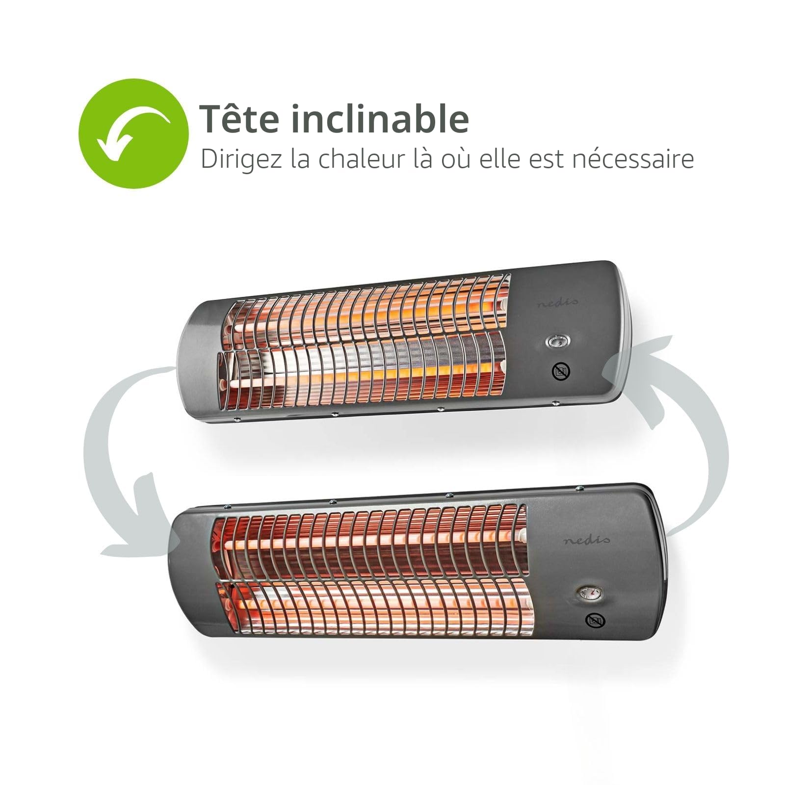 Nedis HTBA10GY Chauffage de salle de bain | 1200 W | Thermostat réglable | 2 modes de chaleur | X4 | Gris