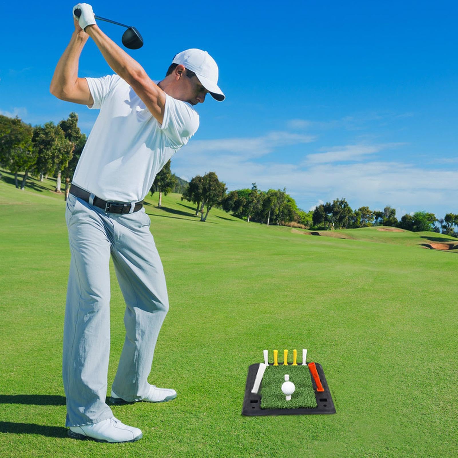 Mata do huśtawki do ćwiczeń golfowych, mata do huśtawki do ćwiczeń | Gumowa mata chroniąca przed odpryskami Antypoślizgowy, przenośny, mały sprzęt do gry w go