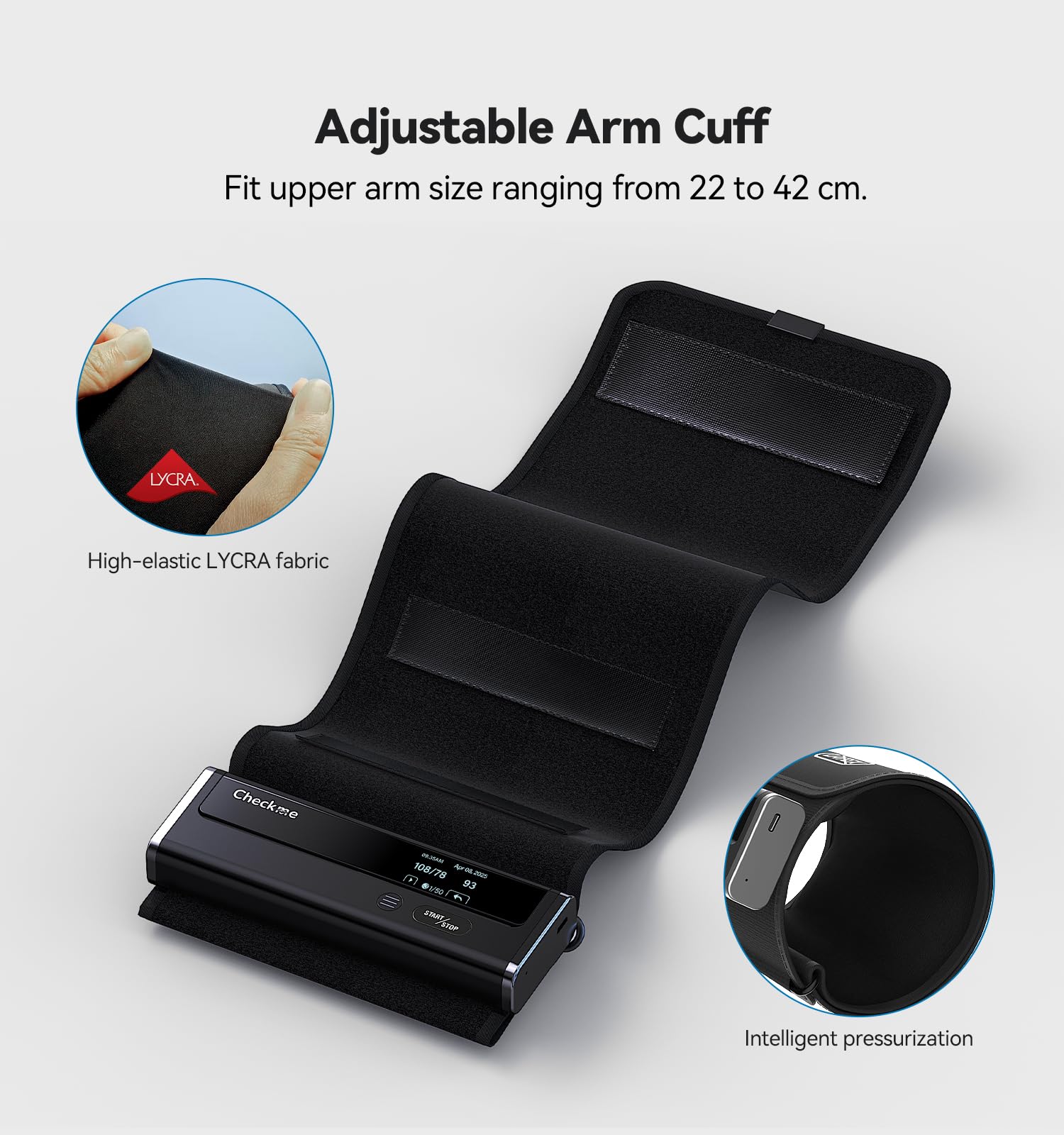 Checkme WiFi Blood Pressure Monitor for Home Use, Bluetooth Automatic Arm Cuff, Smart Digital BP Machine, Wireless Portable USB Rechargeable with X3 Accuracy Function, Free APP for iOS & Android Black