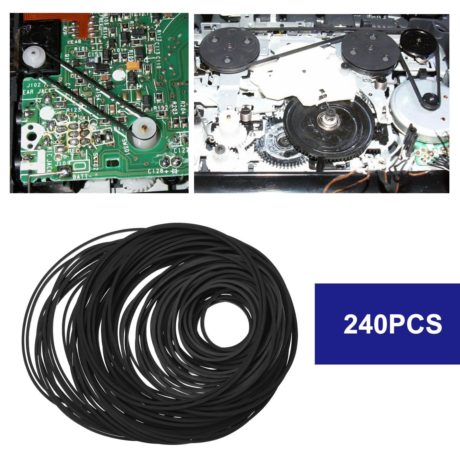 LT Easiyl 240PCS 1MM Recorder Rubber Belts Diameter 26-120mm Folded Length 35-190mm Mix Cassette Tape Machine Belt for DVD CD LD VCR Repeater Drives Black - Image 3