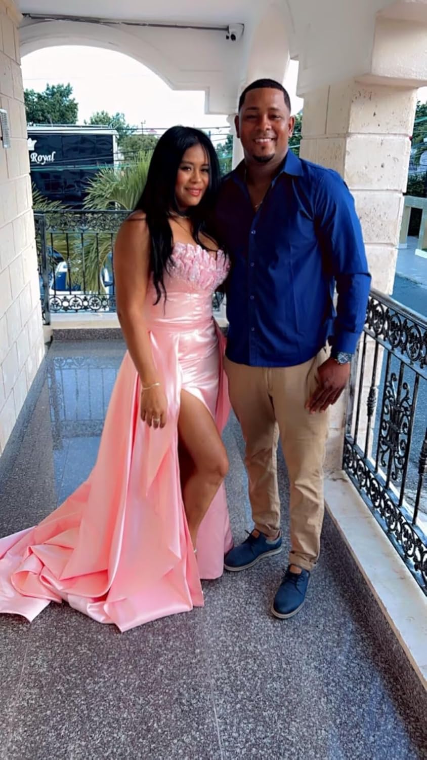 zcbang Satin Prom Dresses for Women 2026 Beaded Strapless Mermaid Formal Evening Party Gowns with Slit - Image 6