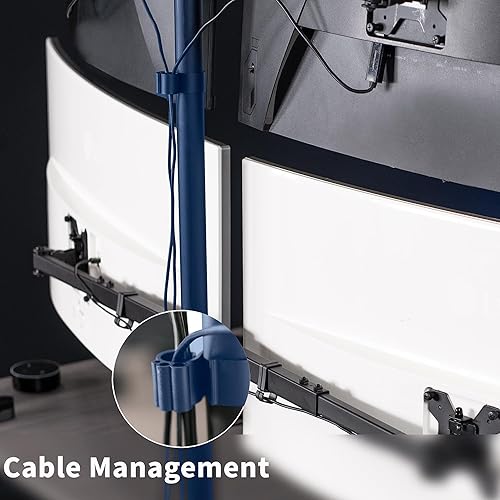 Miniatura 8 de VIVO Soporte de escritorio para monitor de 27 a 38 pulgadas, base independiente, poste extra alto, brazos telescópicos ajustables, configuración de