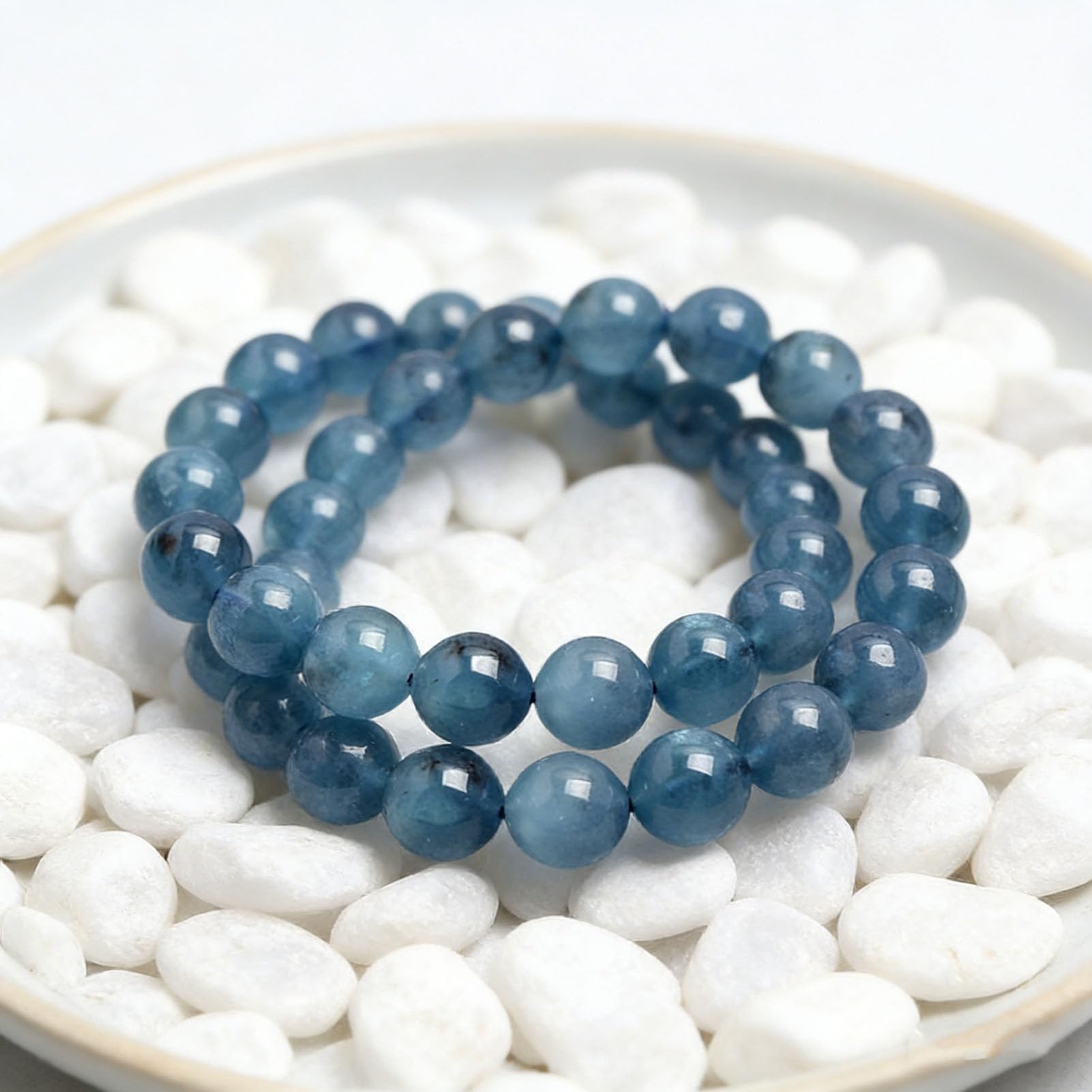 Verstellbare Perlen, handgefertigte Edelsteine, natürliche Edelsteine, Kristalle, Armbänder, Heilkristall-Armband, natürliches Aquamarinblau, echtes Edelstein-Stretch-Armband,3a,7.5MM
