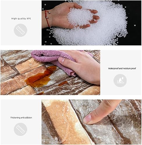 Miniatura 5 de Paneles de pared de ladrillo 3D para despegar y pegar, papel tapiz de ladrillo de espuma, 14.3 pies cuadrados, paneles impermeables para cubrir