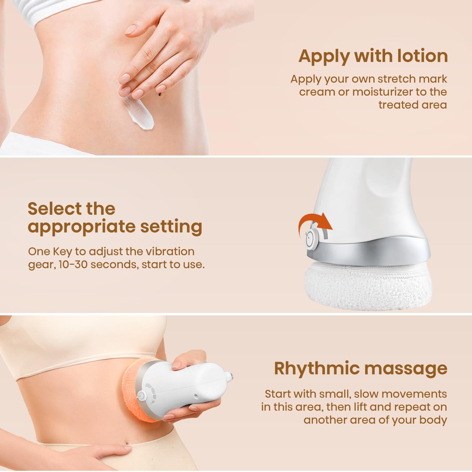 Cotsoco Masseur Anti-Cellulite Électrique avec 6 coussinets lavables doux pour la peau pour l'abdomen, la taille, les fesses, les bras et plus encore, raffermir et lisser la peau grâce au massage